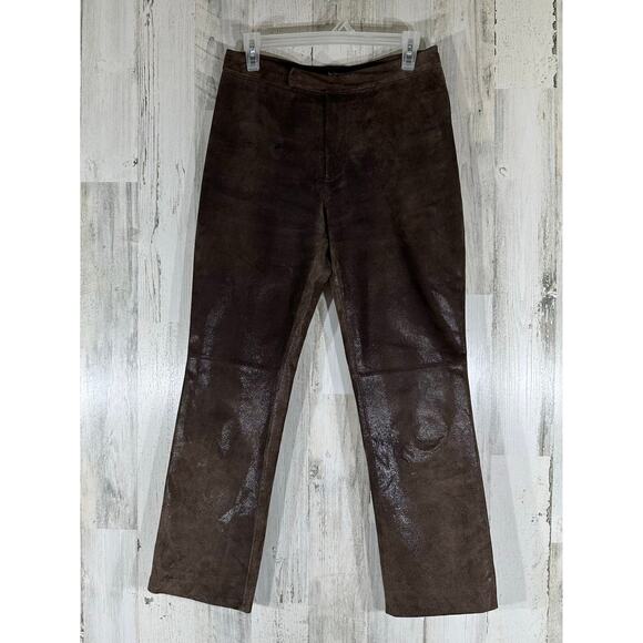 For Joseph Suede Pants Size 28 Brown Leather Straight Leg Lined READ - Picture 1 of 14